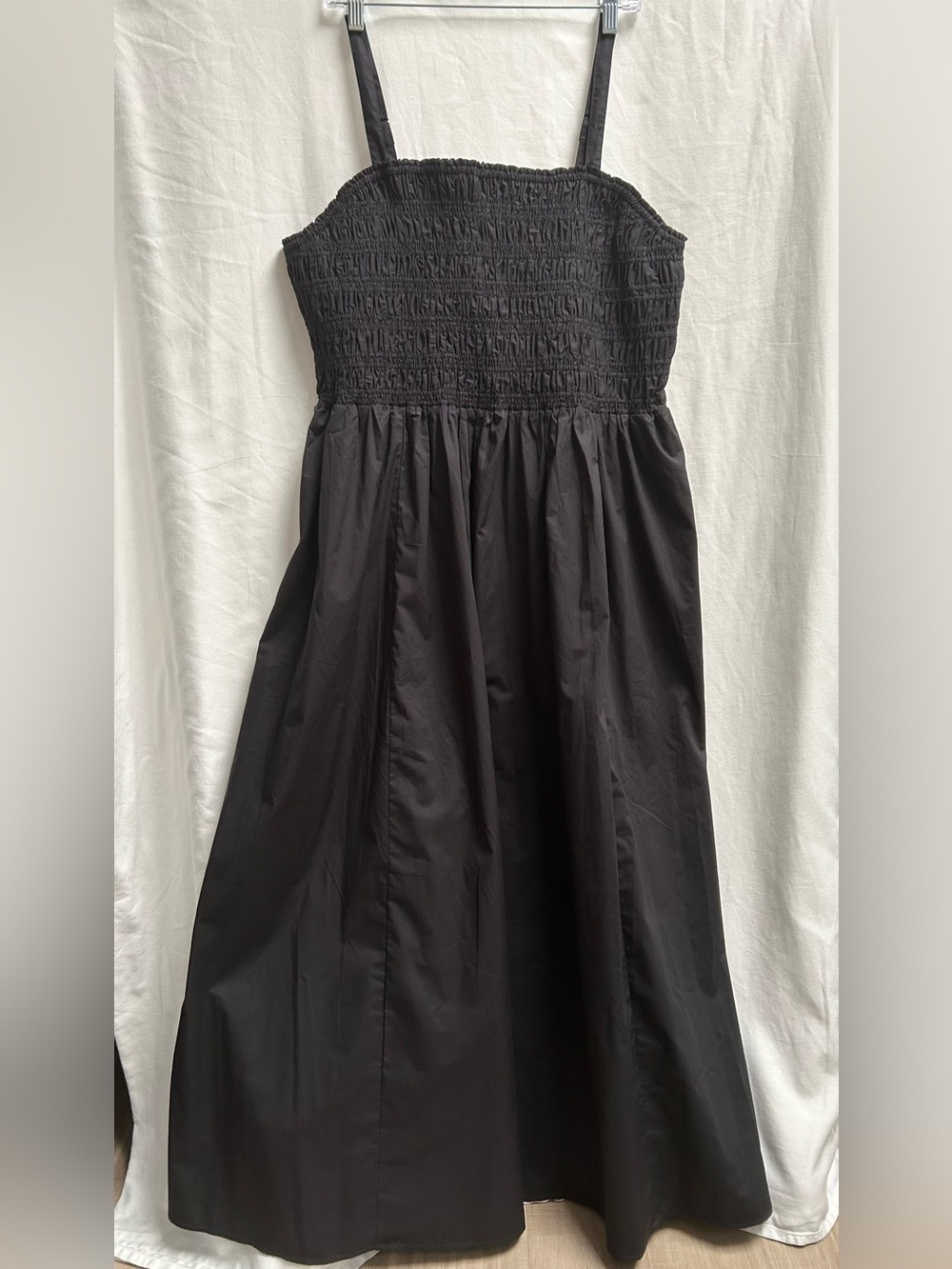 LANE BRYANT BLACK SMOCKED MAXI SUNDRESS, 100% COTTON, W/POCKETS, SIZE 18/20, NWT